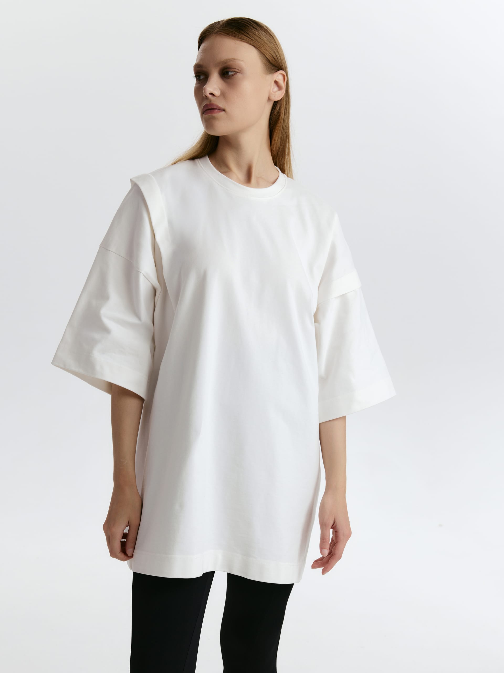 Футболка ассиметричная из велюрового хлопка